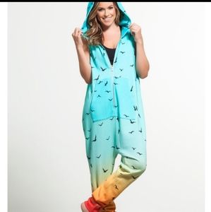 Mara Hoffman birds terry hooded harem jumpsuit M